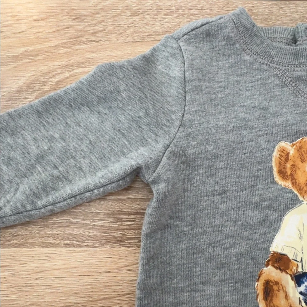 Ralph Lauren Polo‎ Bear Gray Fleece Coverall One Piece Size 6 Months